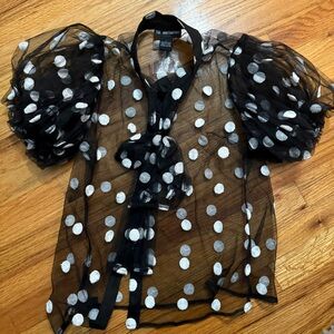 18 Centimeters NWT Sheer Black Polka Dot Blouse